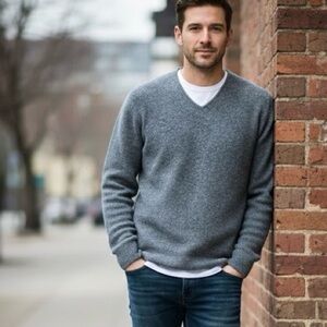 GAP Mens Wool Sweater‎ Grey Grunge Grandpa Academia Winter Sz Large 90’s Vintage